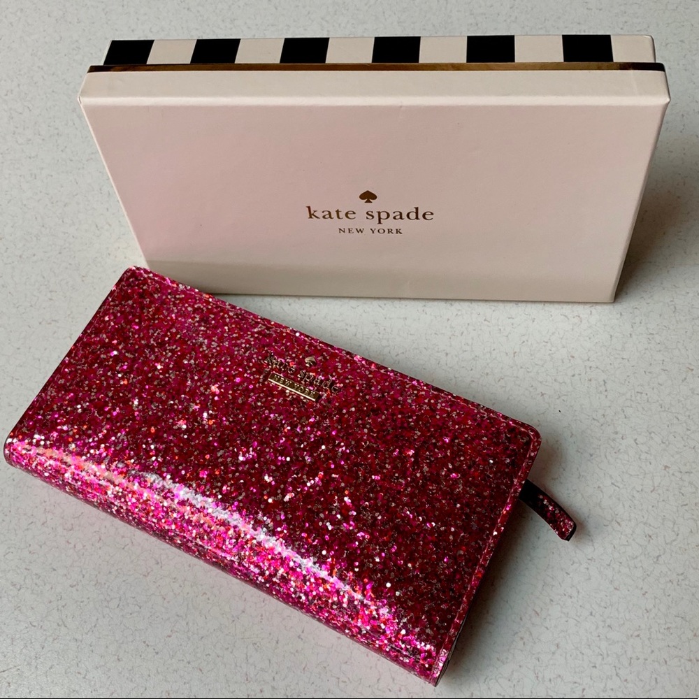KATE SPADE ♠️ PINK GLITTER WALLET IN ORIGINAL BOX